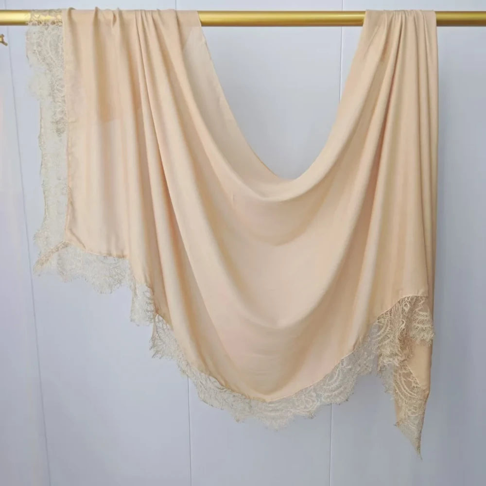 Lace Trim Cotton Modal Hijab