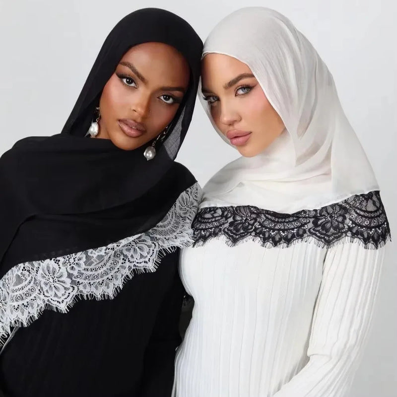 Lace Trim Cotton Modal Hijab
