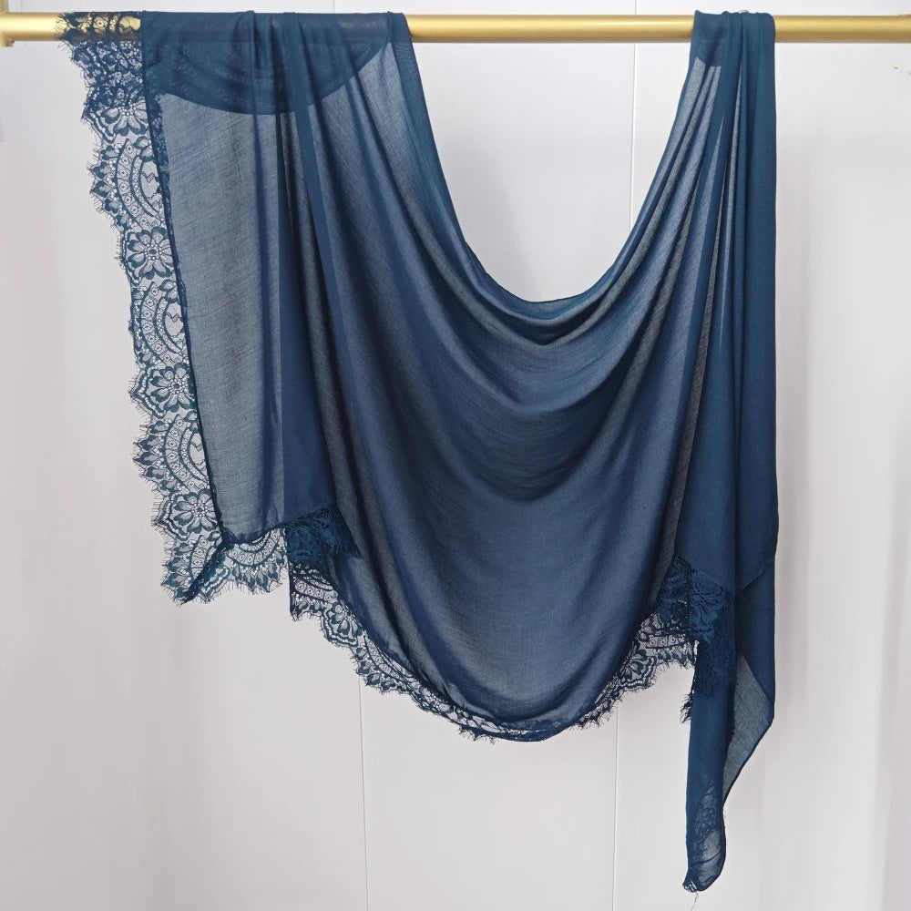 Lace Trim Cotton Modal Hijab