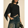 Chiffon Flutter Sleeve Crop Blouse