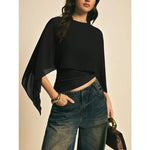 Chiffon Flutter Sleeve Crop Blouse