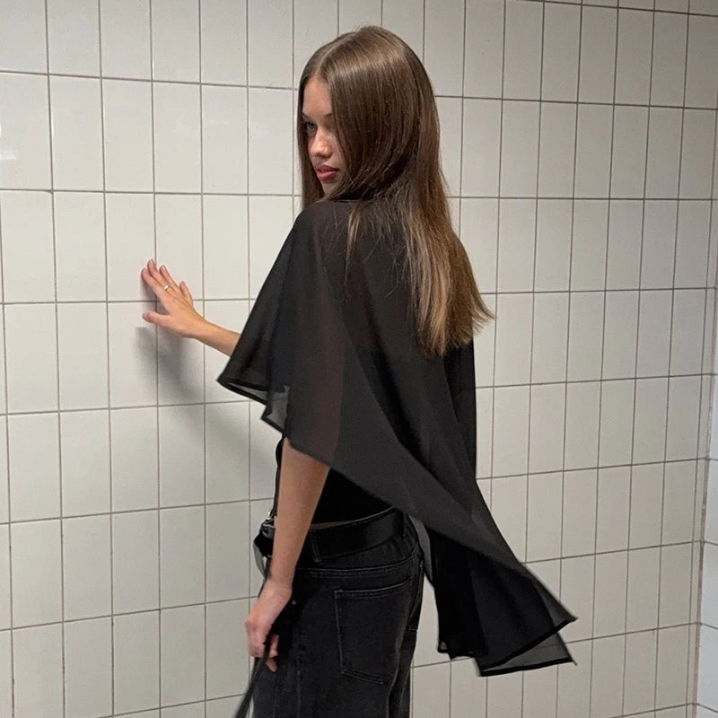 Layered Chiffon Cape Top