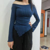 Asymmetrical Off-Shoulder Trumpet Sleeve Top