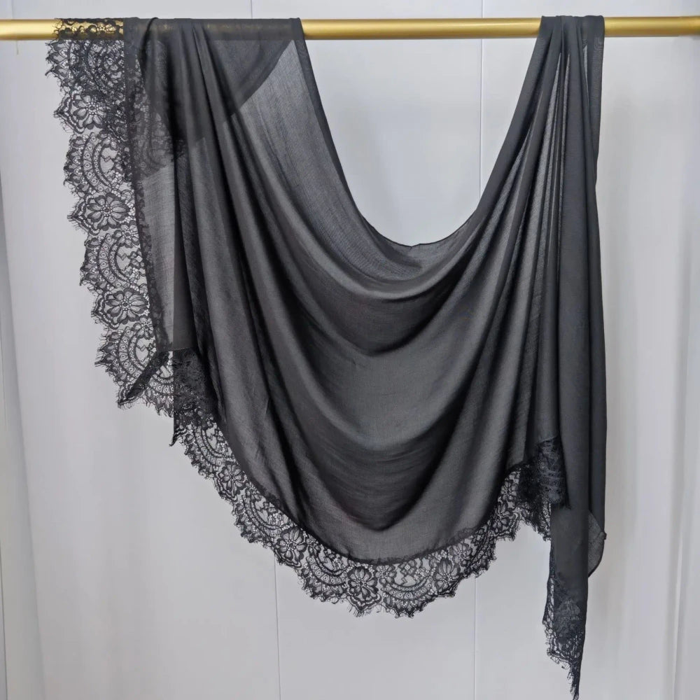 Lace Trim Cotton Modal Hijab
