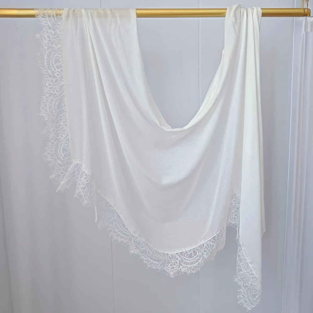 Lace Trim Cotton Modal Hijab