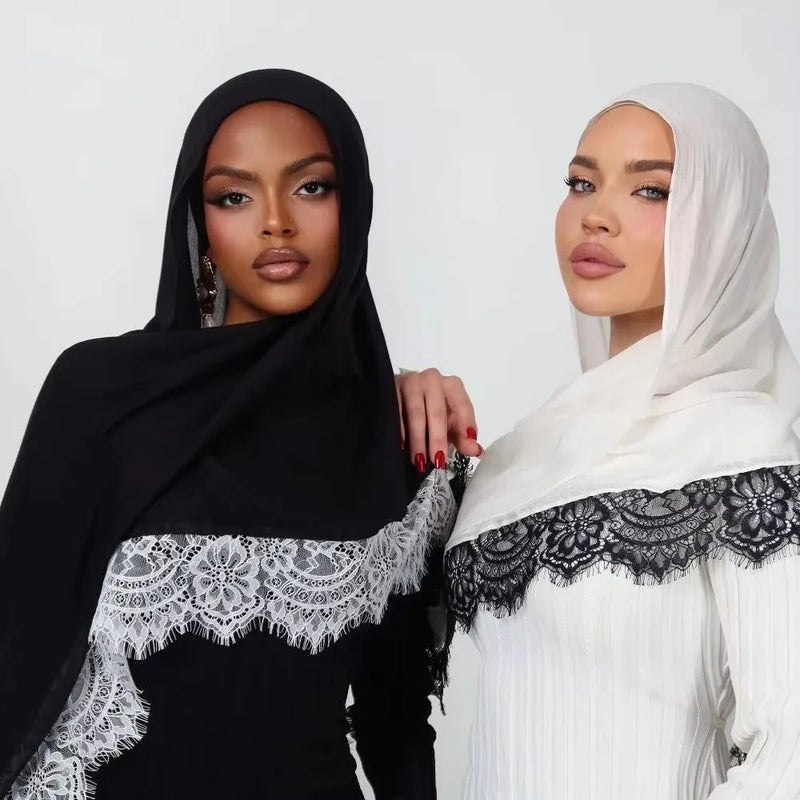 Lace Trim Cotton Modal Hijab