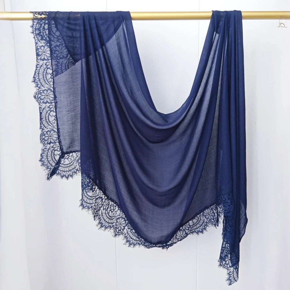 Lace Trim Cotton Modal Hijab