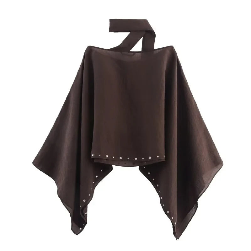Studded Off Shoulder Batwing Top