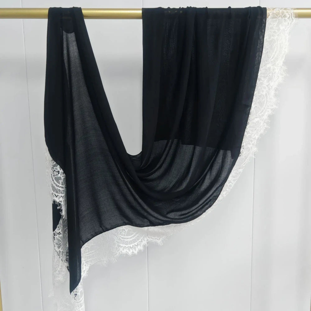 Lace Trim Cotton Modal Hijab