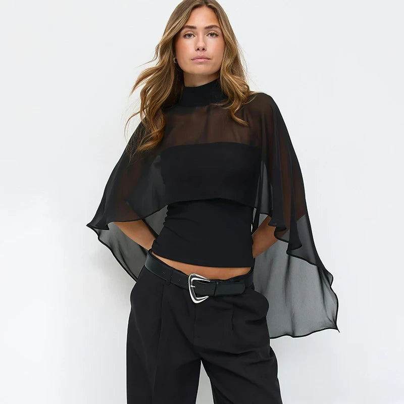 Layered Chiffon Cape Top