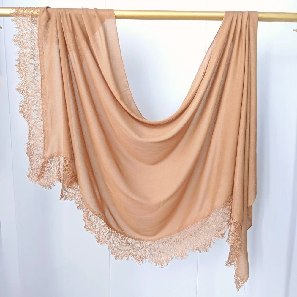 Lace Trim Cotton Modal Hijab