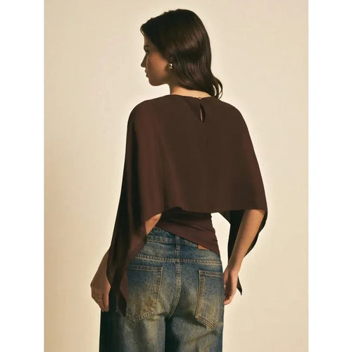Chiffon Flutter Sleeve Crop Blouse