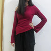 Asymmetrical Off-Shoulder Trumpet Sleeve Top