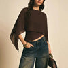 Chiffon Flutter Sleeve Crop Blouse